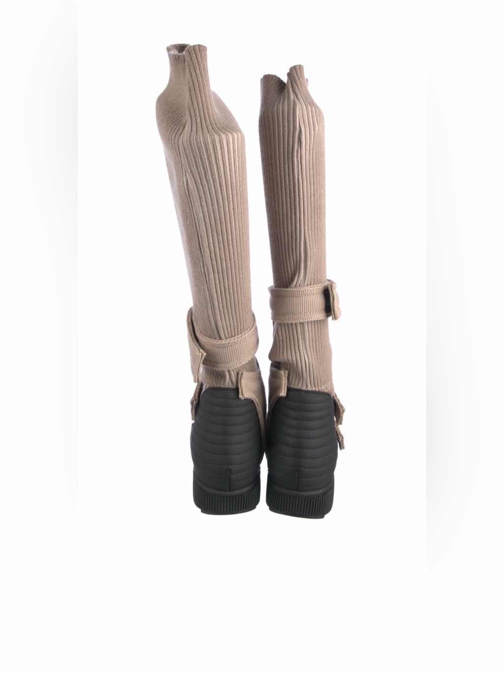 Beige Strappy Knit Combat Boots - Women Burning Man Boots — image 5 of 6